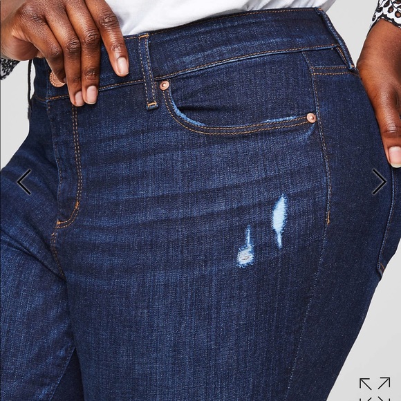 Loft Plus Skinny Chewed Hem in Dark Indigo - Picture 2 of 5